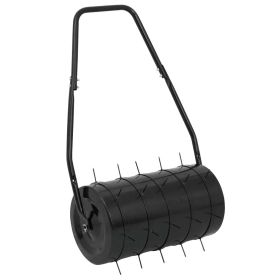 Garden Lawn Roller with Aerator Clamps Black 11.1 gal Iron and Steel