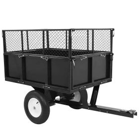 Heavy Duty Lawn Mower Trailer Steel Dump Truck, 661.4 Lbs Load, Garden Utility Trailer with Removable Sidewalls for Transporting Soil, Peat