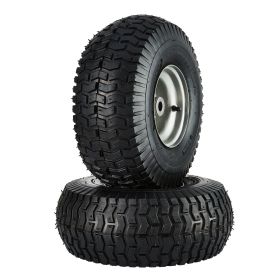 VEVOR Lawn Mower Tires, 15x6-6" Lawn Tractor Tires, 2-Pack Tire and Wheel Assemblies, Turf Pneumatic Tires with 3" Centered Hub and 3/4" Bushing Size