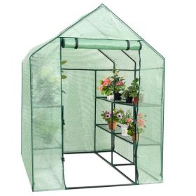 8 shelves Mini Walk In Greenhouse Outdoor Gardening Plant Green House (Color: Green)